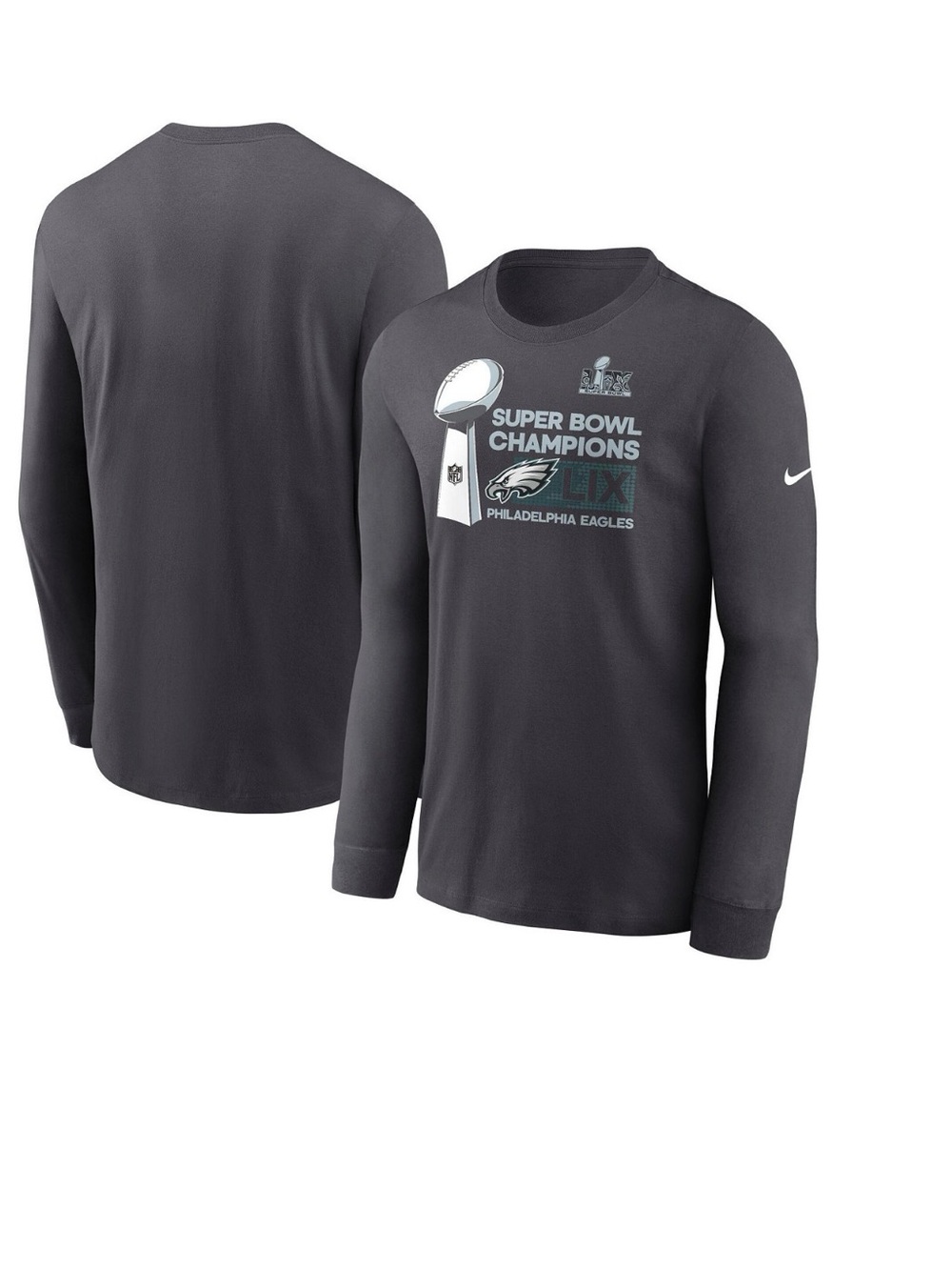 Nike Charcoal Philadelphia Eagles Super Bowl Champions Long Sleeve Tee, Size XL